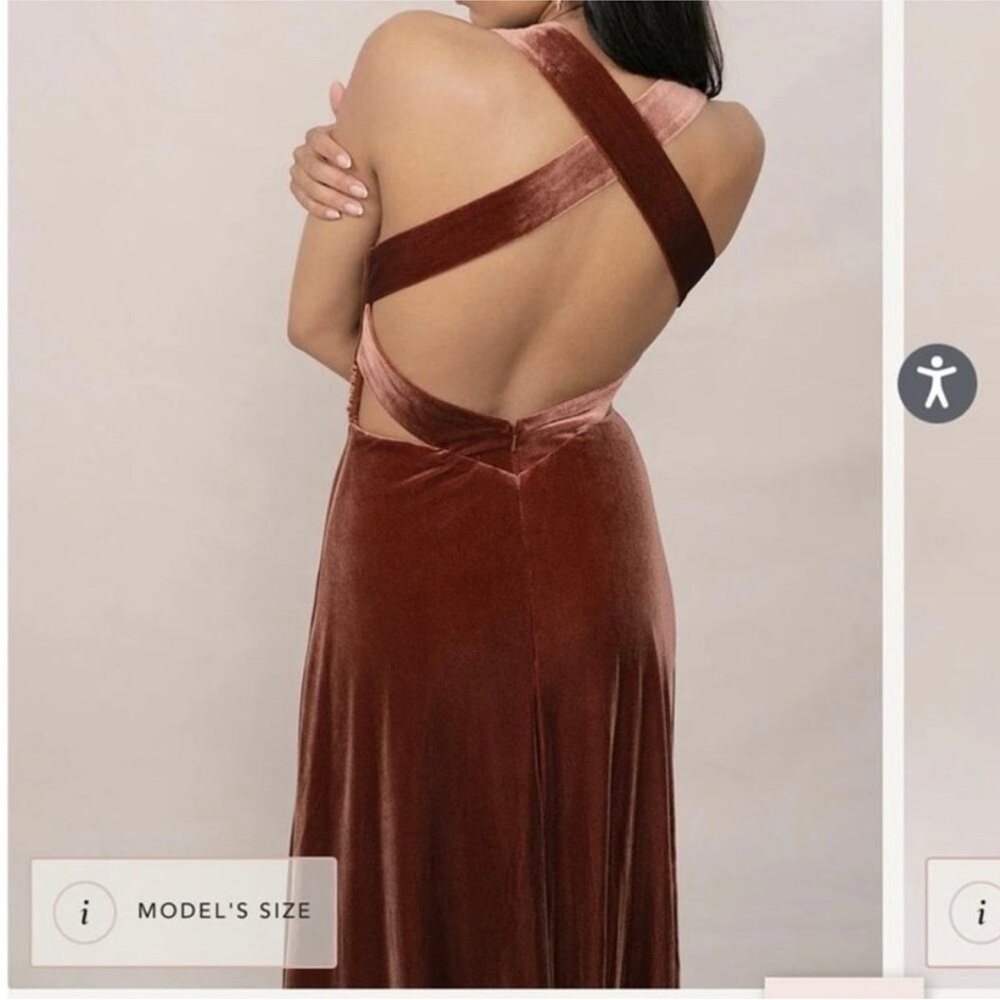 Revelry Dylan Velvet Terracotta Bridesmaid Maxi Dress Size 8 - Picture 3 of 7